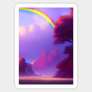 RAINBOW ON SUMMER DAY WITH LILAC CLOUDS Sticker